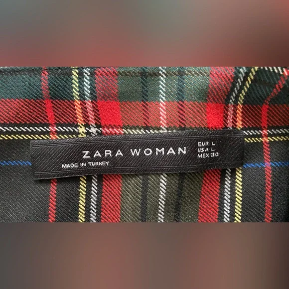 Zara Plaid Midi Skirt Color Black Size Large - Picture 3 of 8